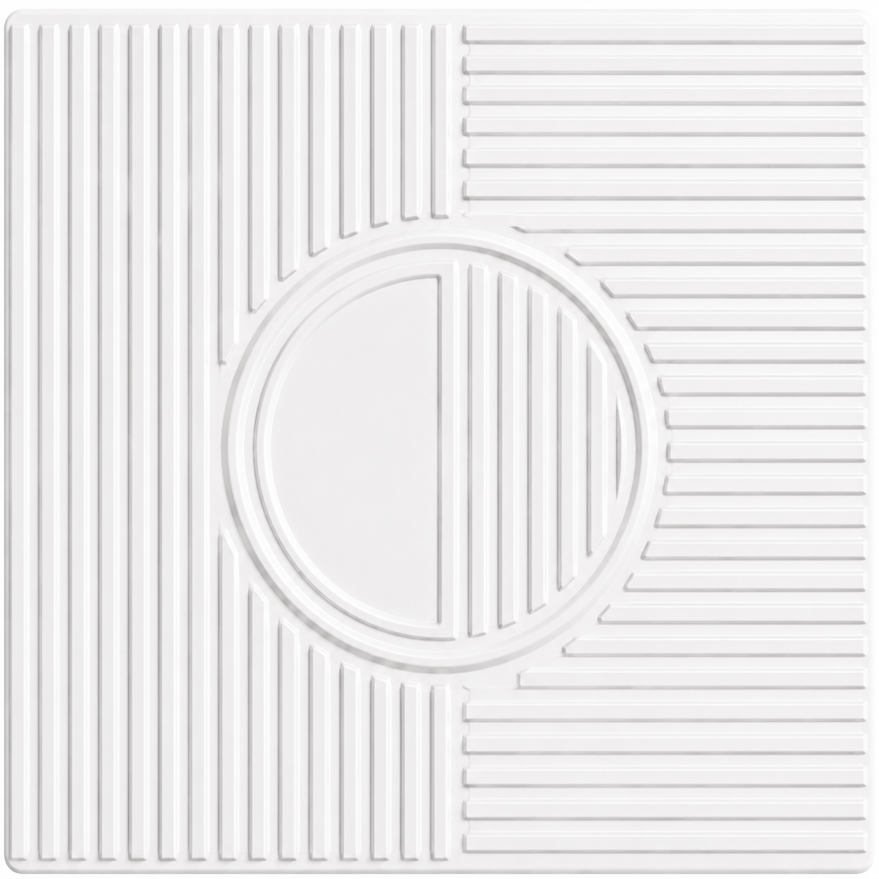 Matt White Fluted Circle Design 3D Wall Panel