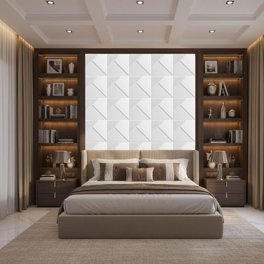 Matt White Fluted  Design 3d Wall Panel-1