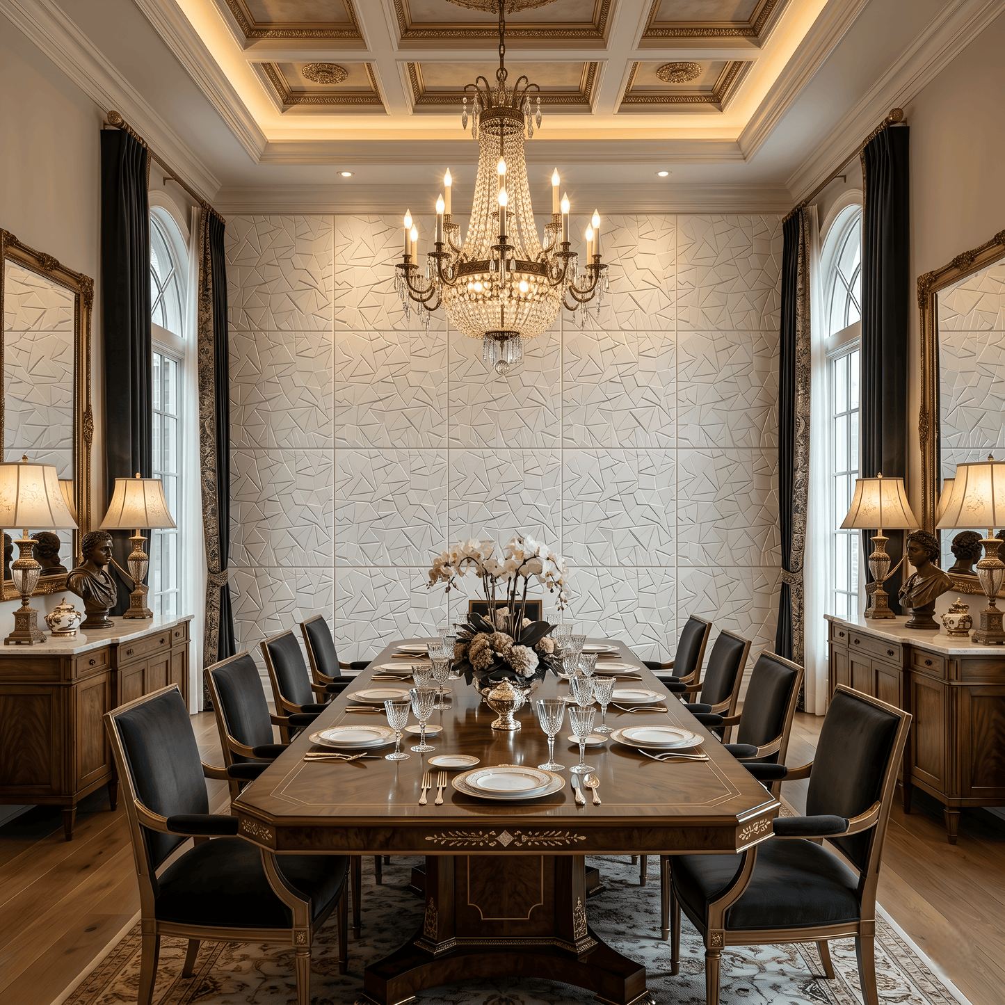 Matt White Geometric Design 3D Wall Panel-3