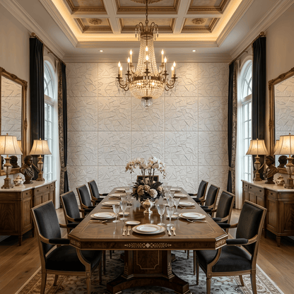 Matt White Geometric Design 3D Wall Panel-3