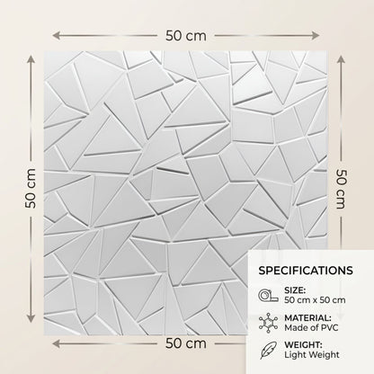 Matt White Geometric Design 3D Wall Panel-5