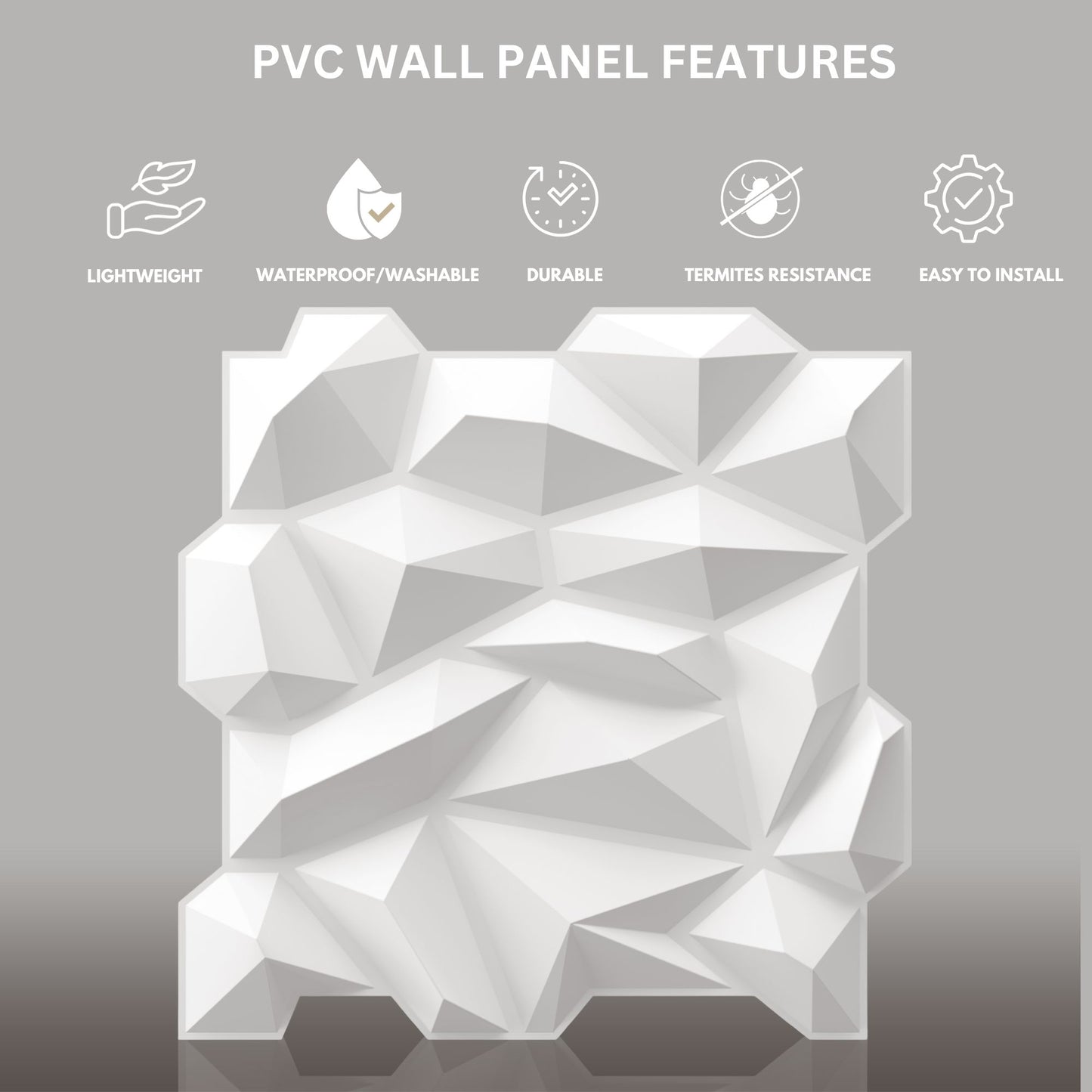 Matt White Diamond Design 3D Wall Panel View-3