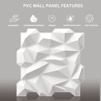Matt White Diamond Design 3D Wall Panel View-3