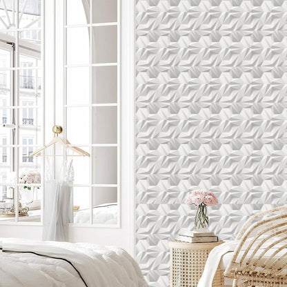 Matt White 3D Wall Panels Hexagon Design
