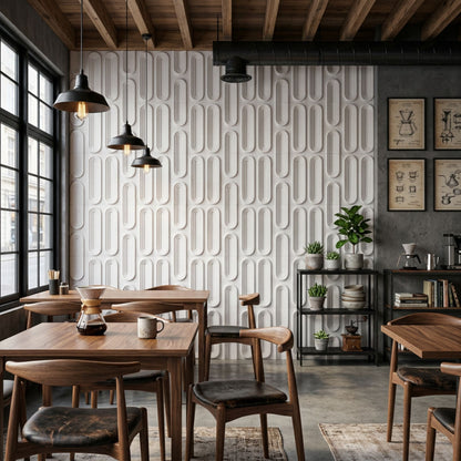 Matt White Loops Design 3D Wall Panel-1