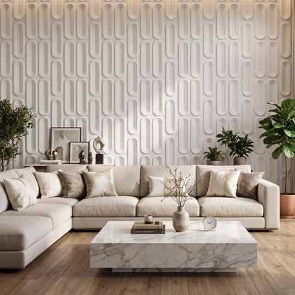 Matt White Loops Design 3D Wall Panel-2