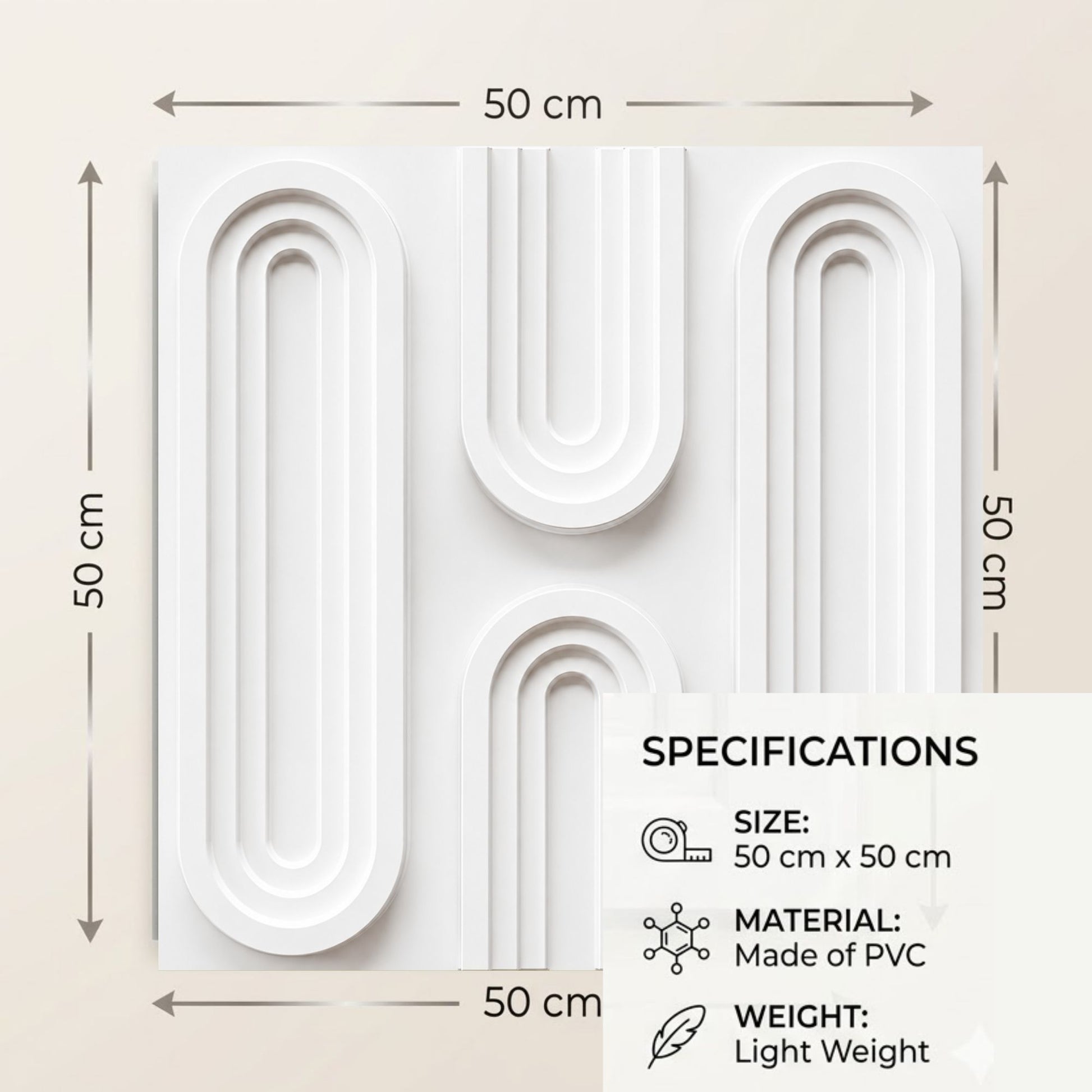 Matt White Loops Design 3D Wall Panel-3