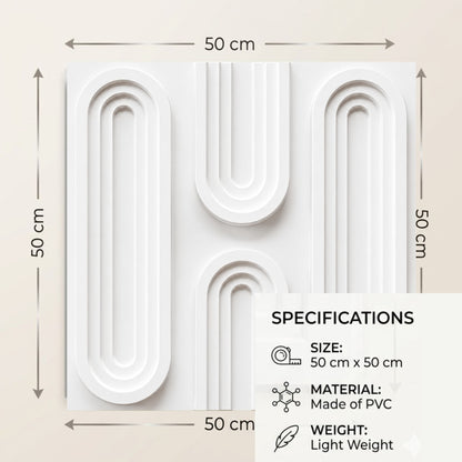 Matt White Loops Design 3D Wall Panel-3