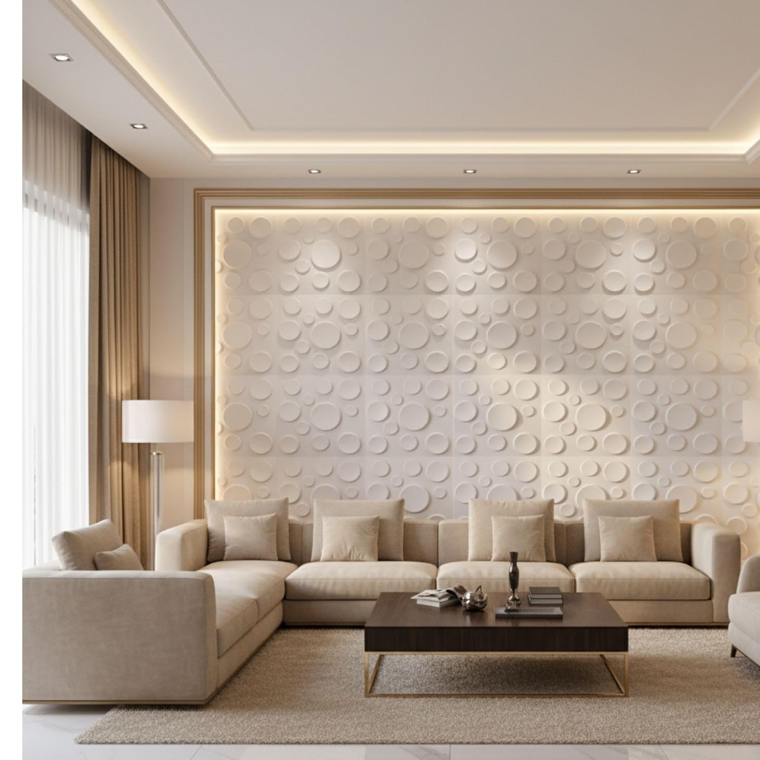 Matt White Moon Design 3D Wall Panel-1
