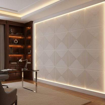 Matt White Pyramid Design 3D Wall Panel-1