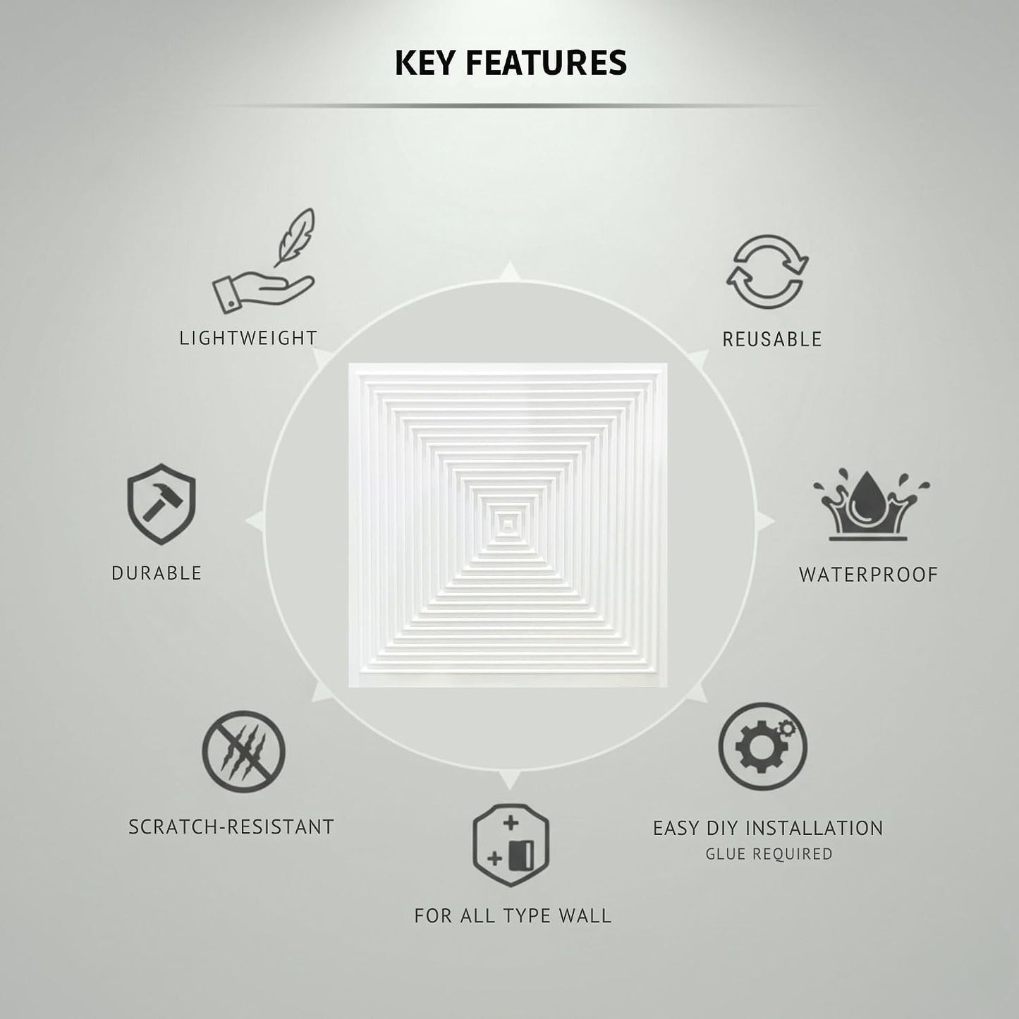 Matt White Pyramid Design 3D Wall Panel-2