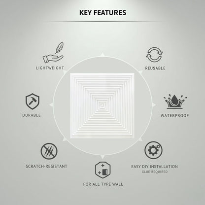 Matt White Pyramid Design 3D Wall Panel-2