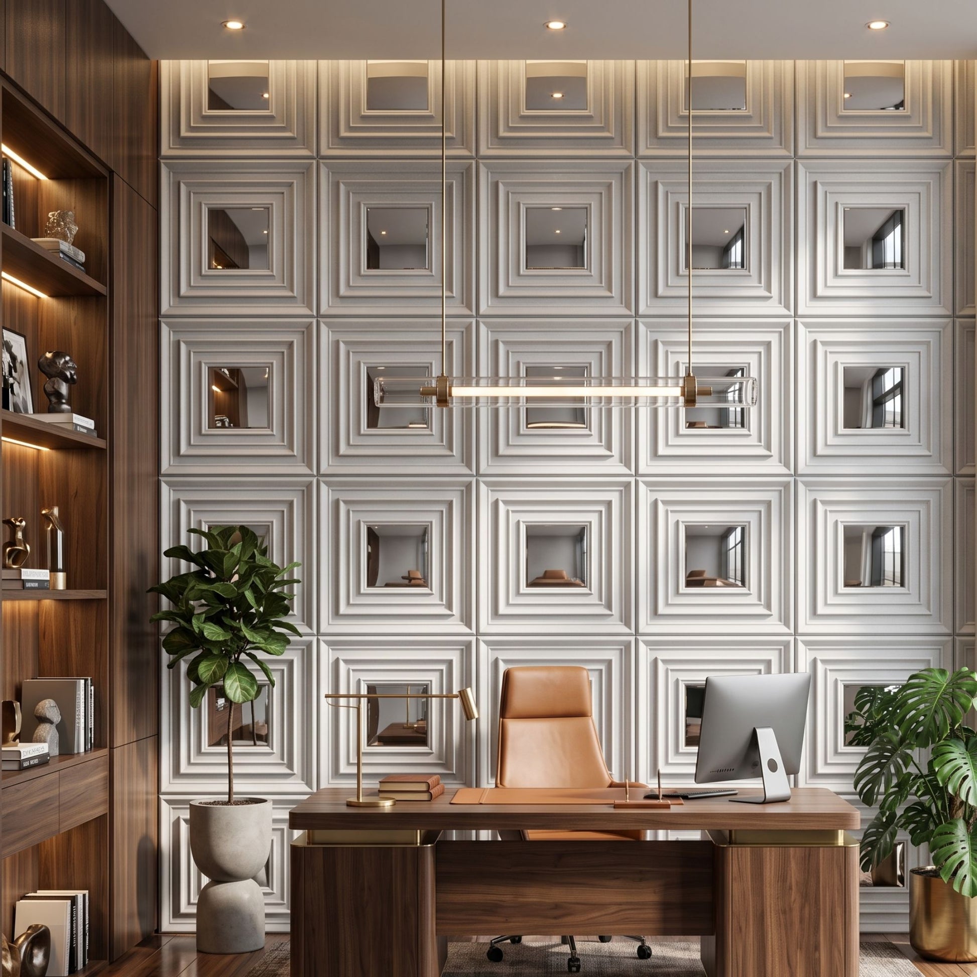 Matt White Silver Accent Design Acrylic 3D Wall Panel-2