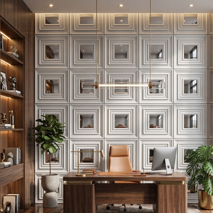 Matt White Silver Accent Design Acrylic 3D Wall Panel-2