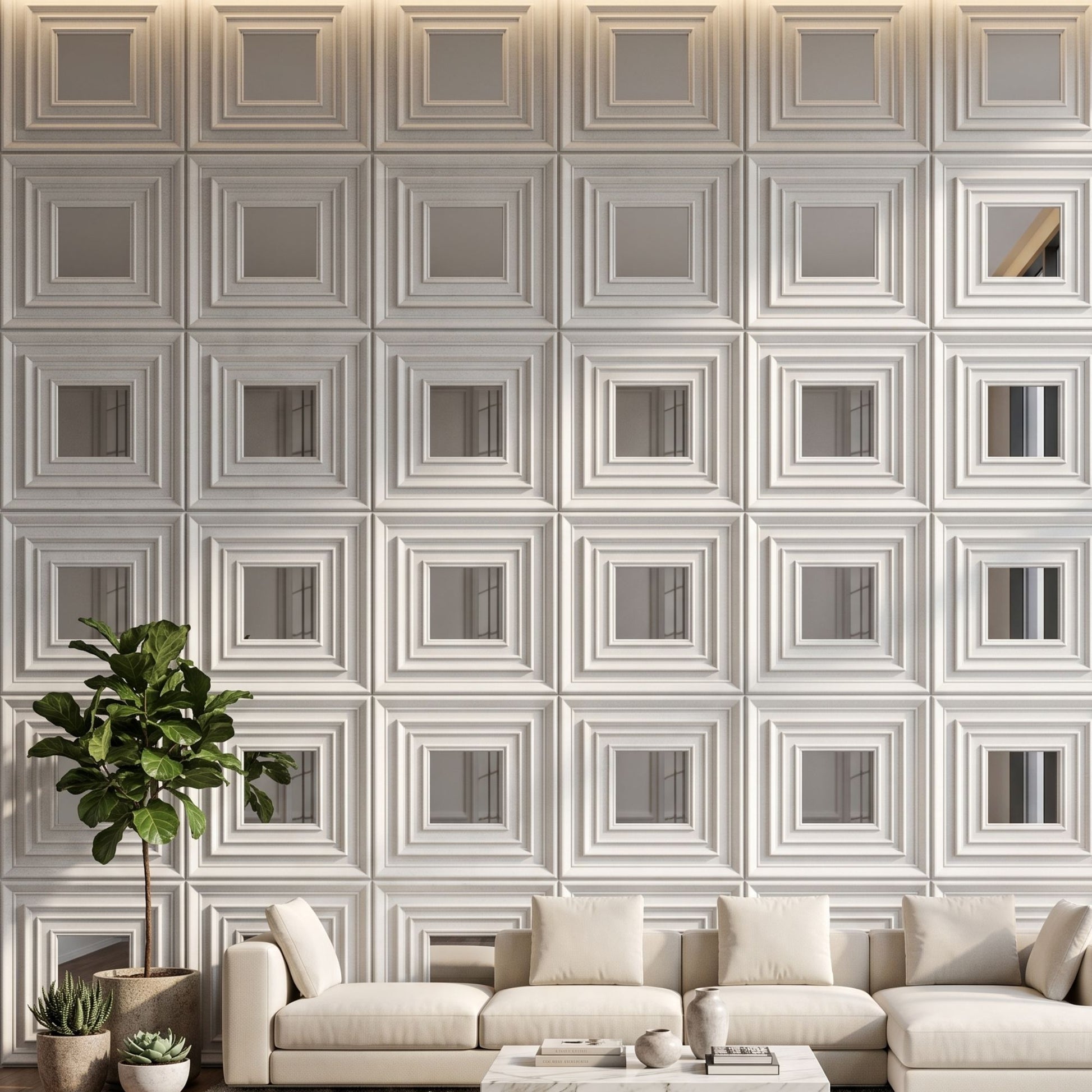 Matt White Silver Accent Design Acrylic 3D Wall Panel-3