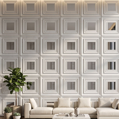 Matt White Silver Accent Design Acrylic 3D Wall Panel-3