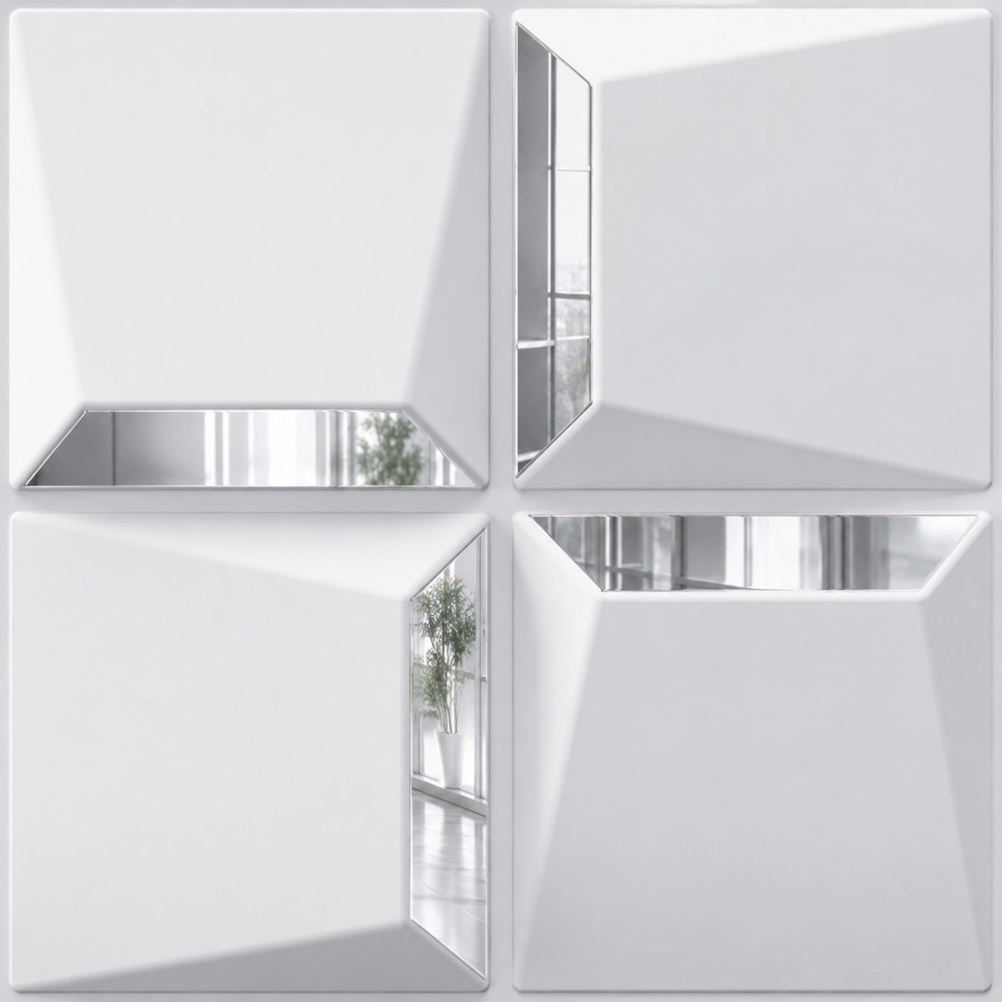 Matt White Silver Acrylic Cube Design 3D Wall Panel