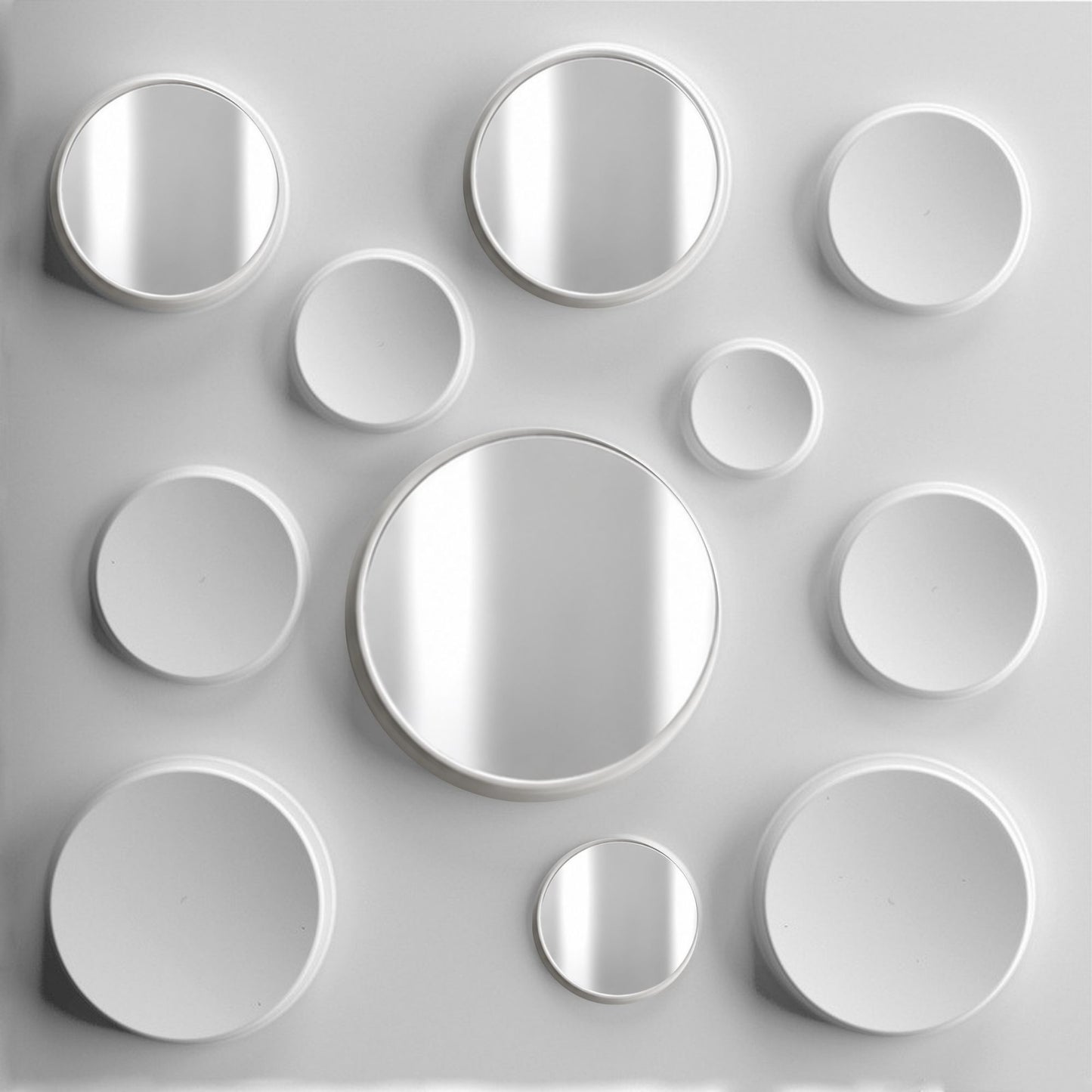 Matt White Silver Acrylic Moon Design 3D Wall Panel