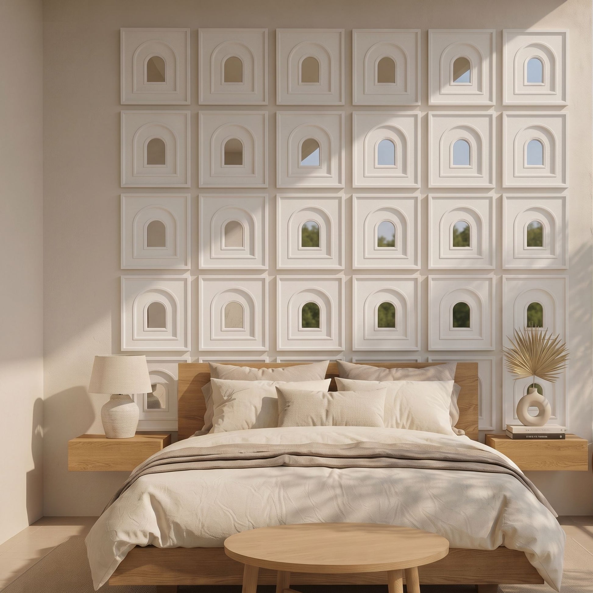 Matt White Silver Archi Design Acrylic 3D Wall Panel-1
