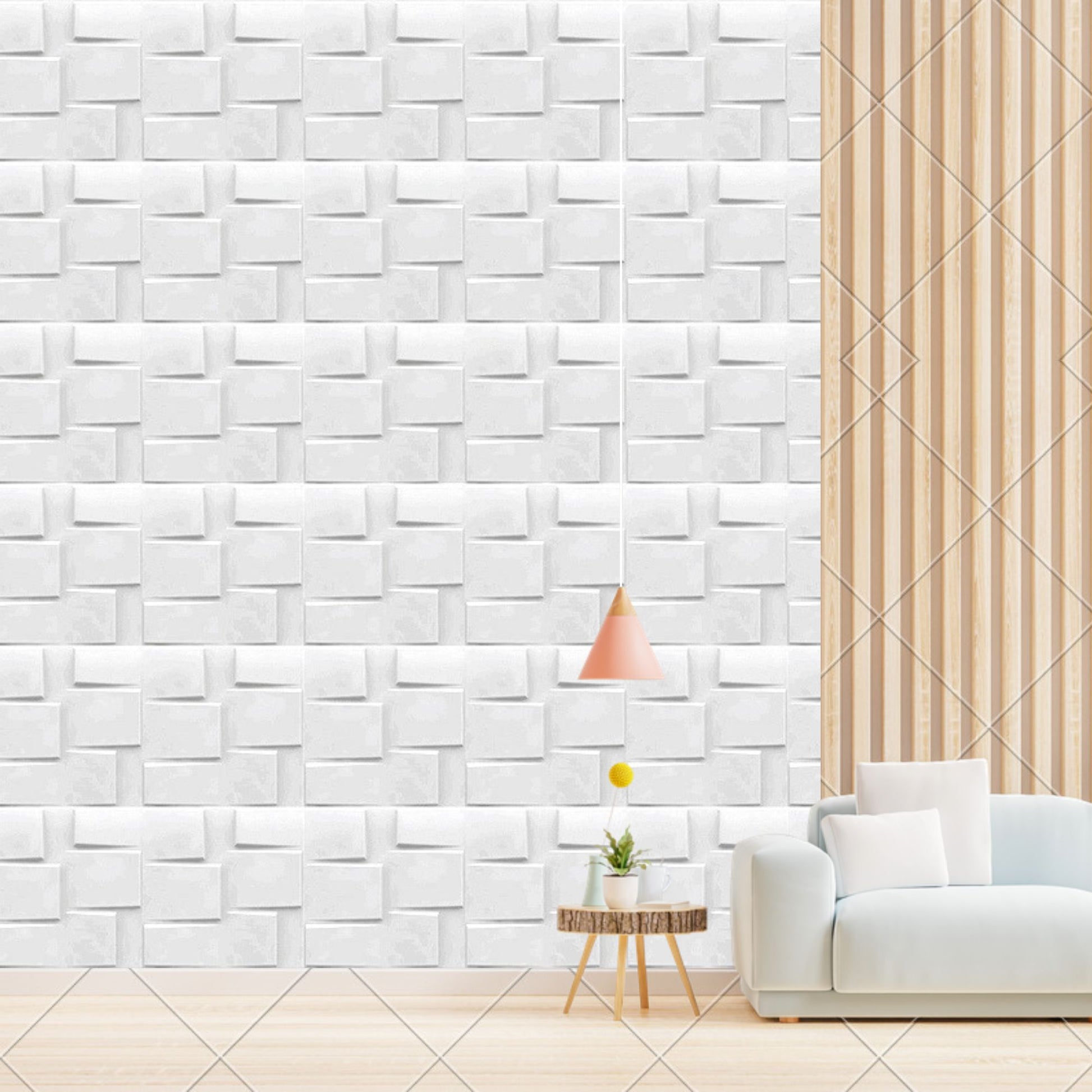 Matt White Stream Design 3D Wall Panel-1