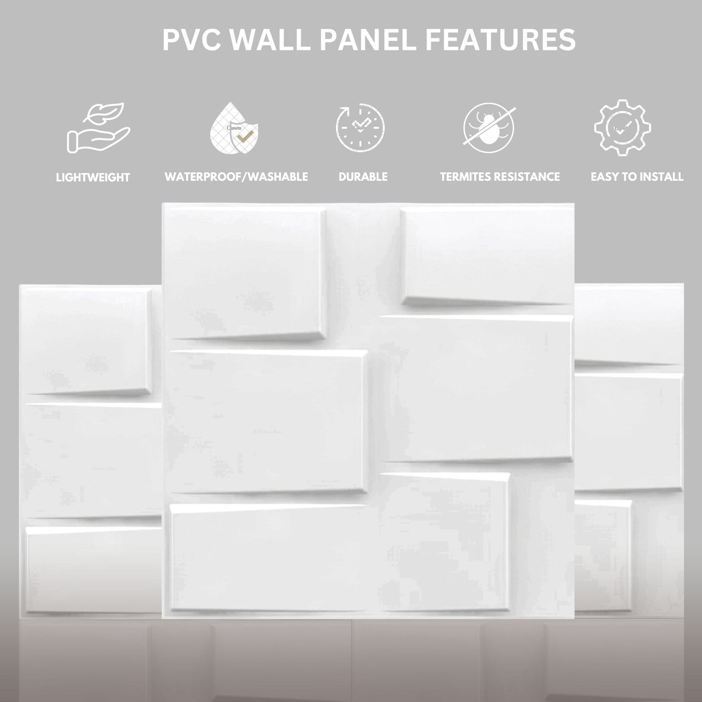 Matt White Stream Design 3D Wall Panel-3
