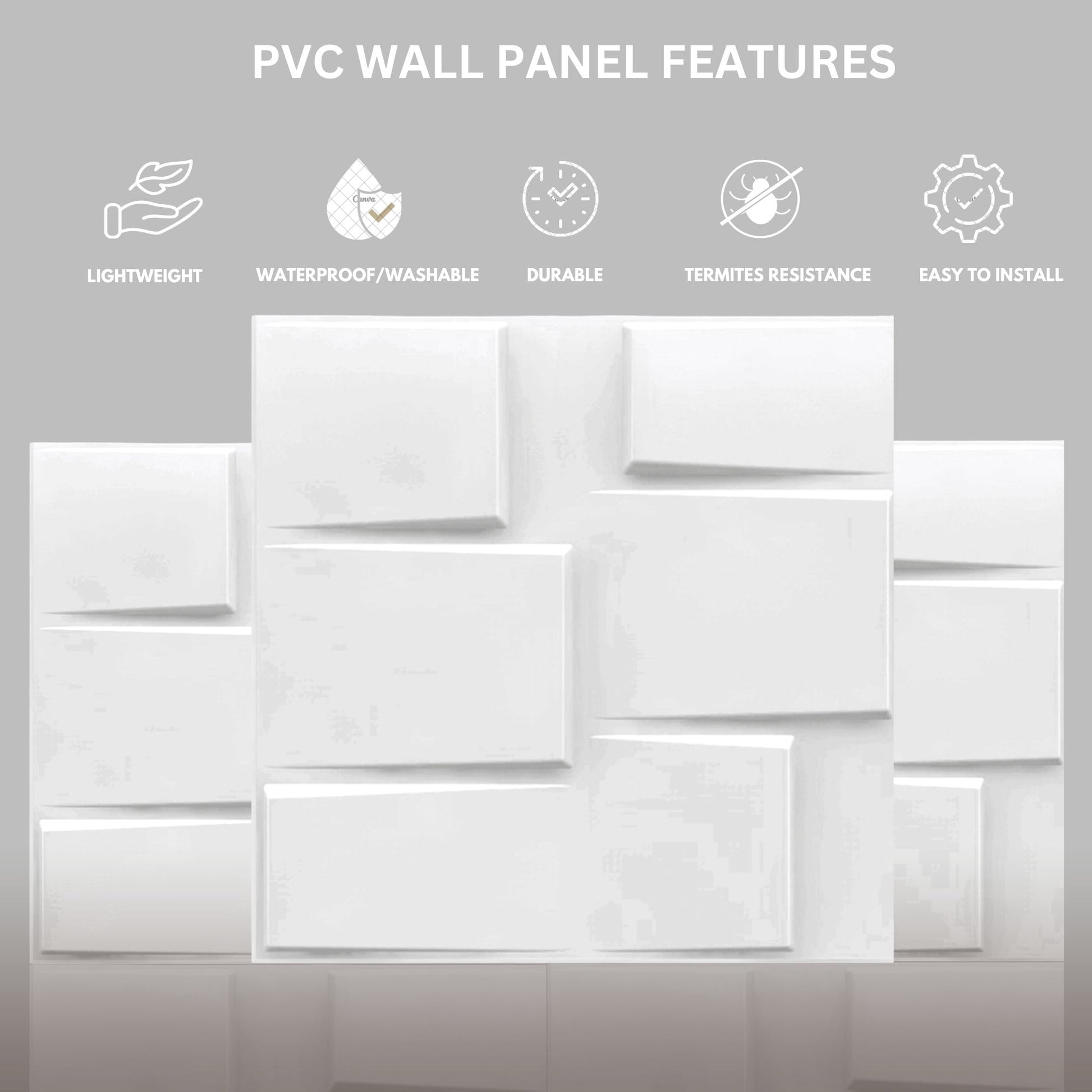 Matt White Stream Design 3D Wall Panel-3