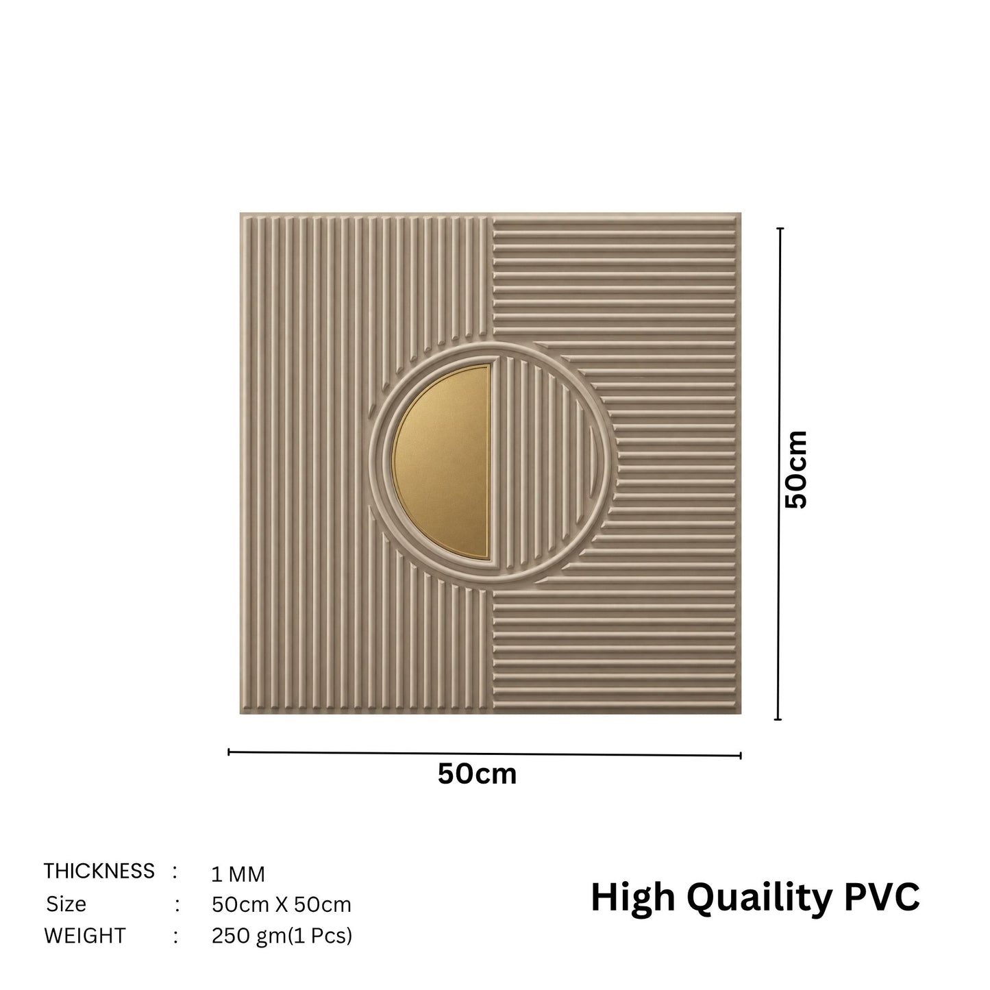 Mega Graige - Copper Self Adhesive PVC wall Panels Fluted Circle Design
