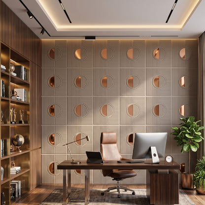 Mega Graige - Copper Self Adhesive PVC wall Panels Fluted Circle Design
