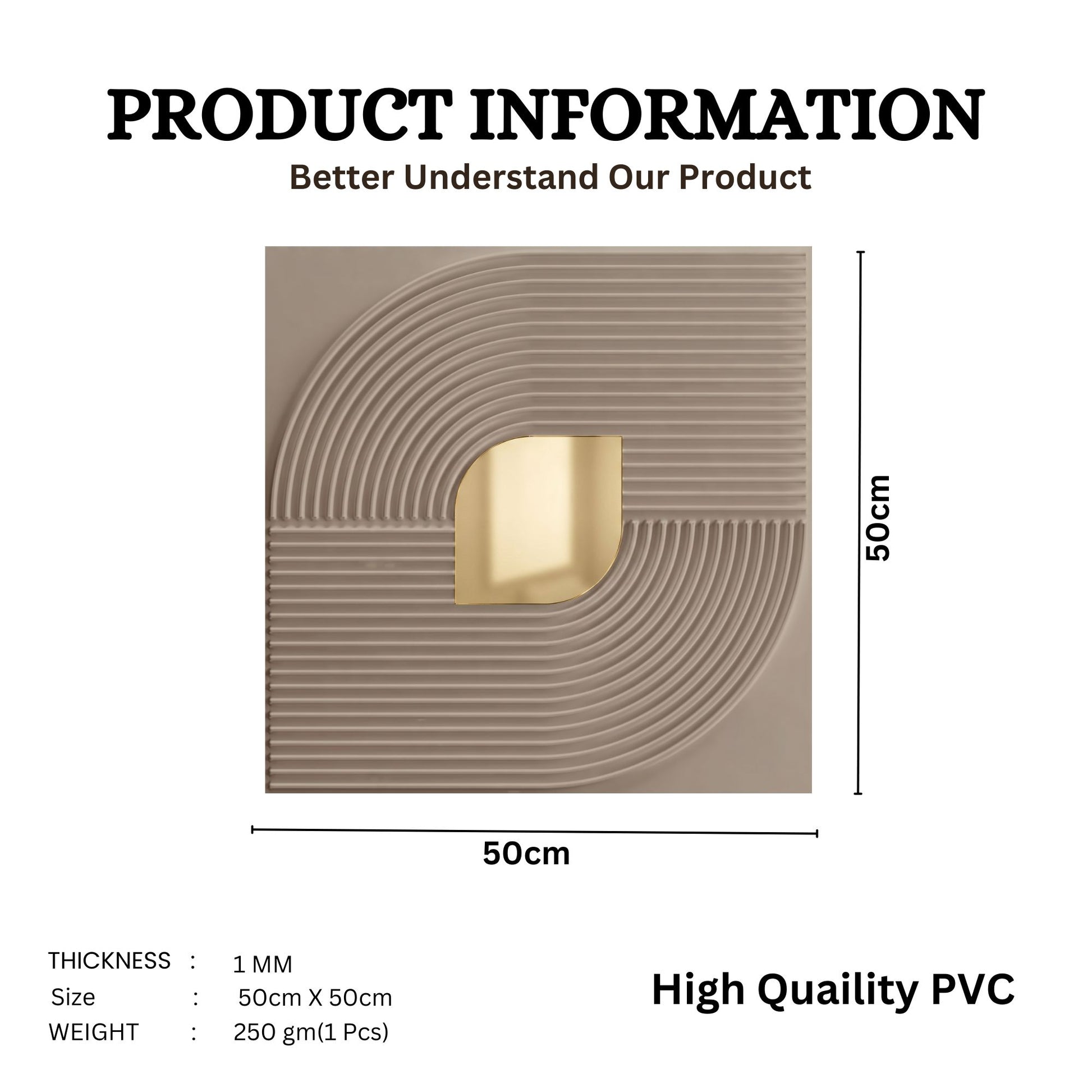 Mega Graige - Copper Self Adhesive PVC wall Panels Curve Line Design

