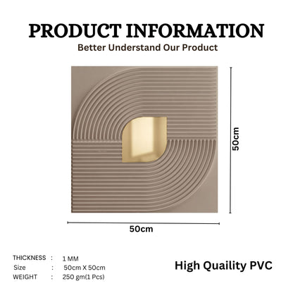 Mega Graige - Copper Self Adhesive PVC wall Panels Curve Line Design
