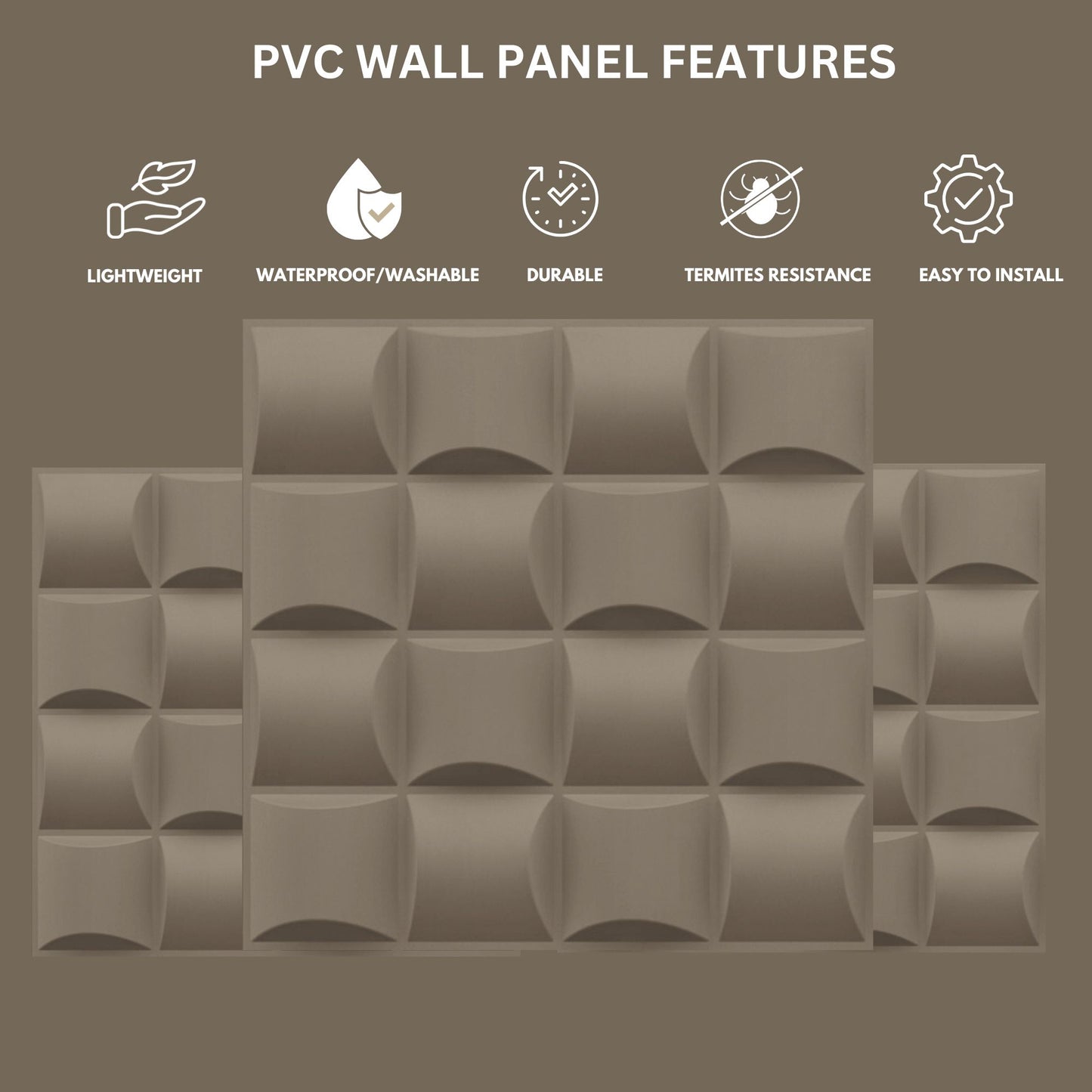Mega Greige Block Design 3D Wall Panel View-1