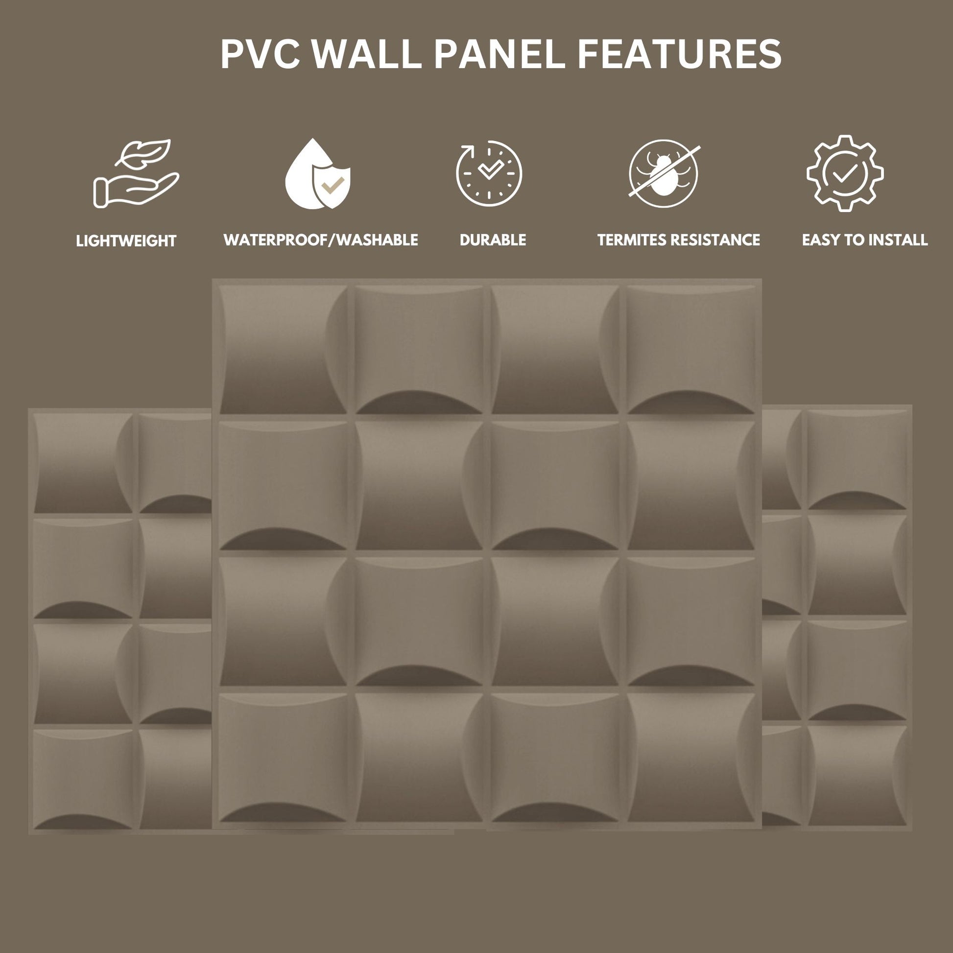 Mega Greige Block Design 3D Wall Panel View-1