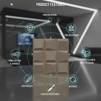 Mega Greige Cubical Design 3D Wall Panels View-3