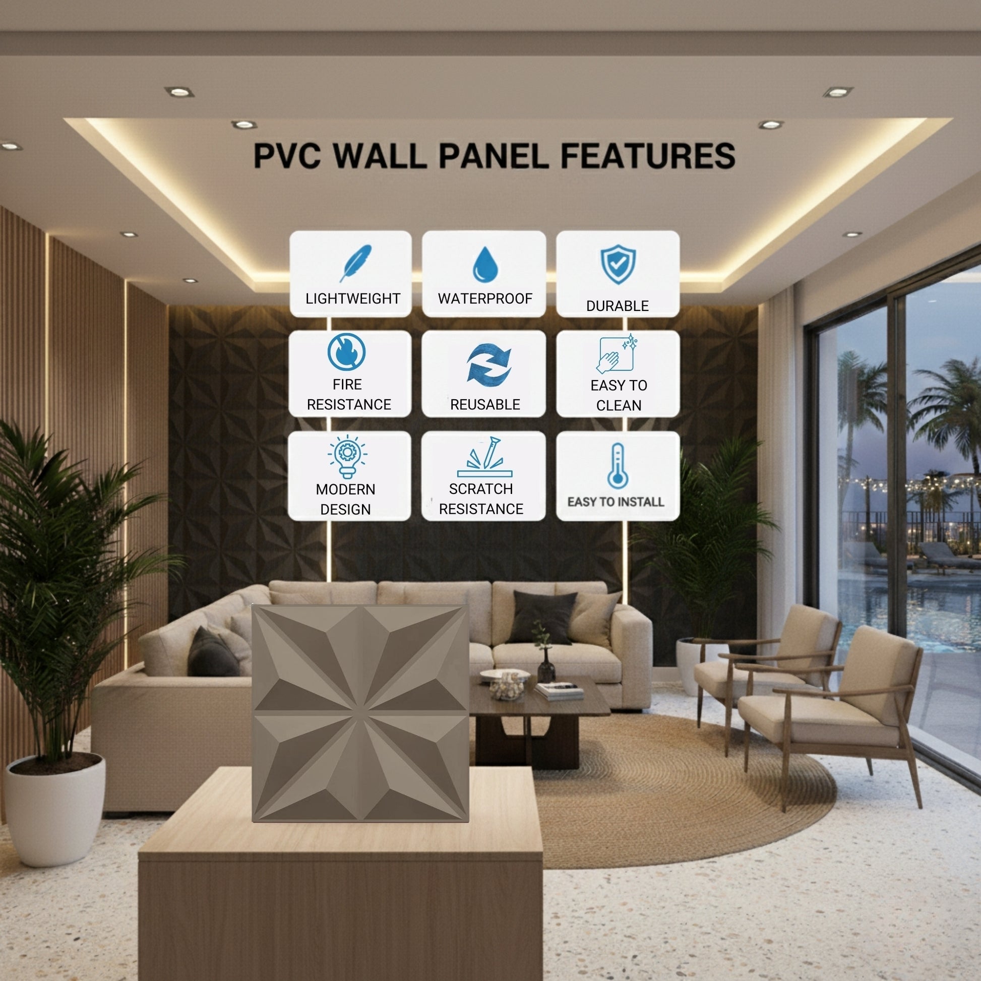 Mega Graige Crystal Design 3D Wall Panel View-3