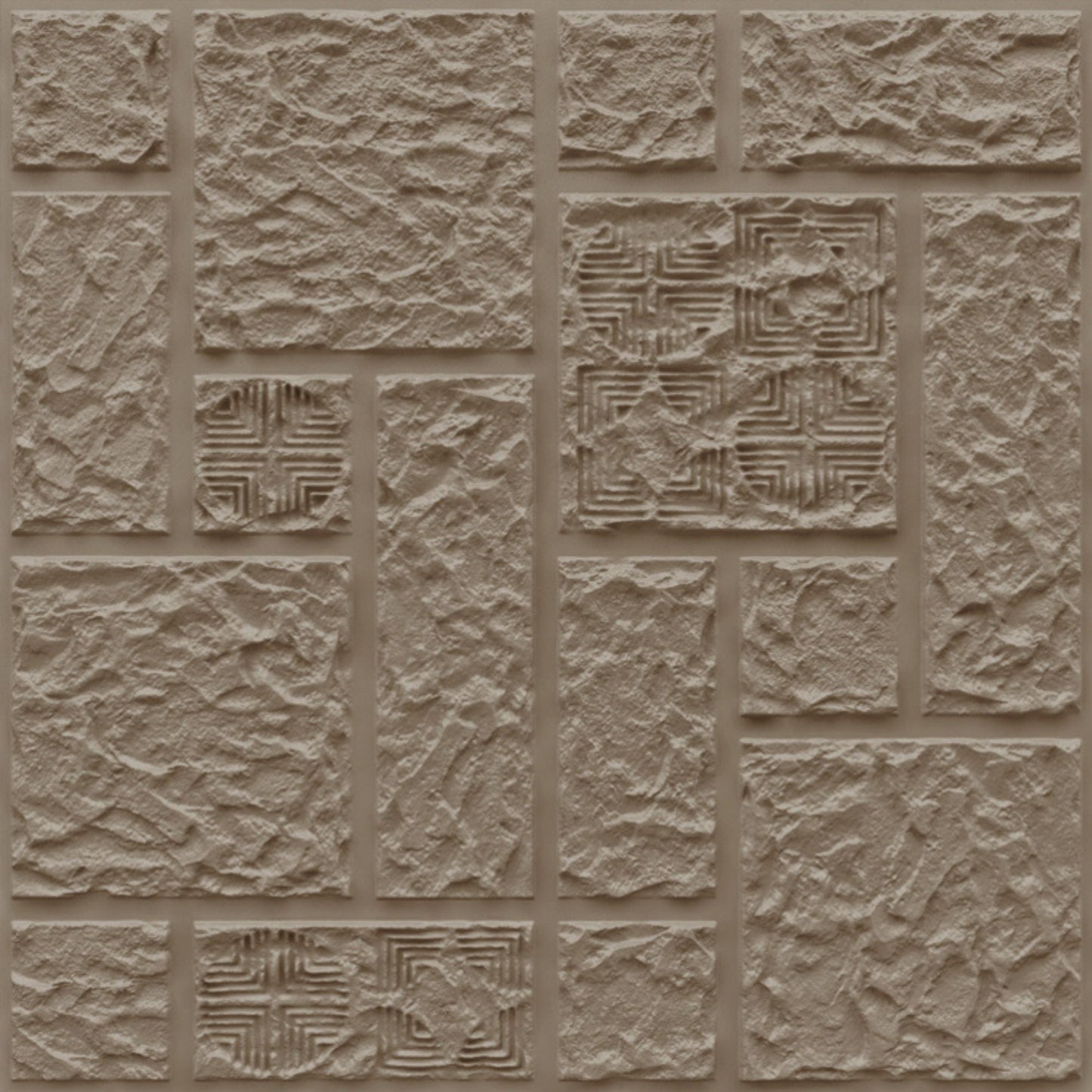 Mega Greige Self Adhesive Wall Panels Abstract Design