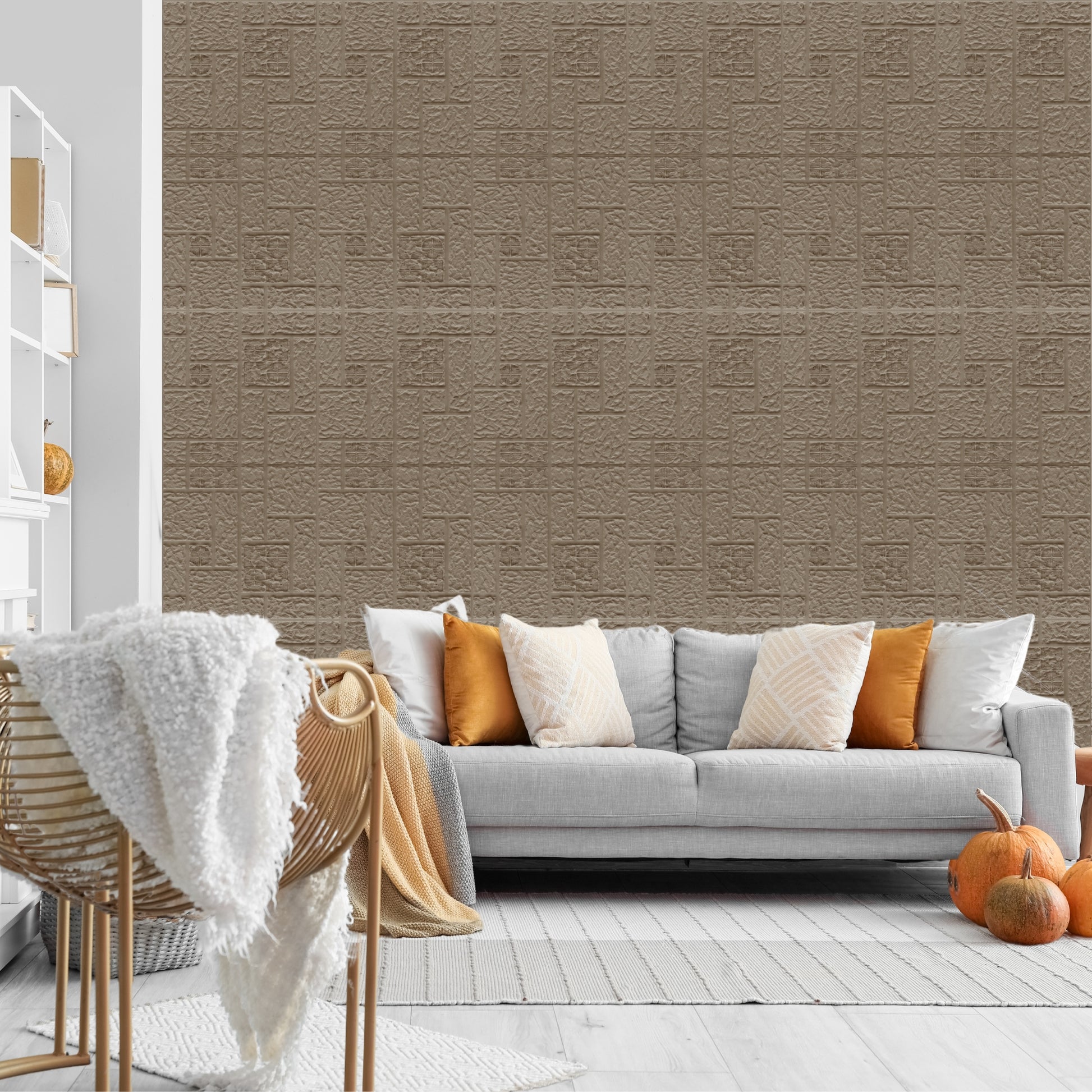 Mega Greige Self Adhesive Wall Panels Abstract Design