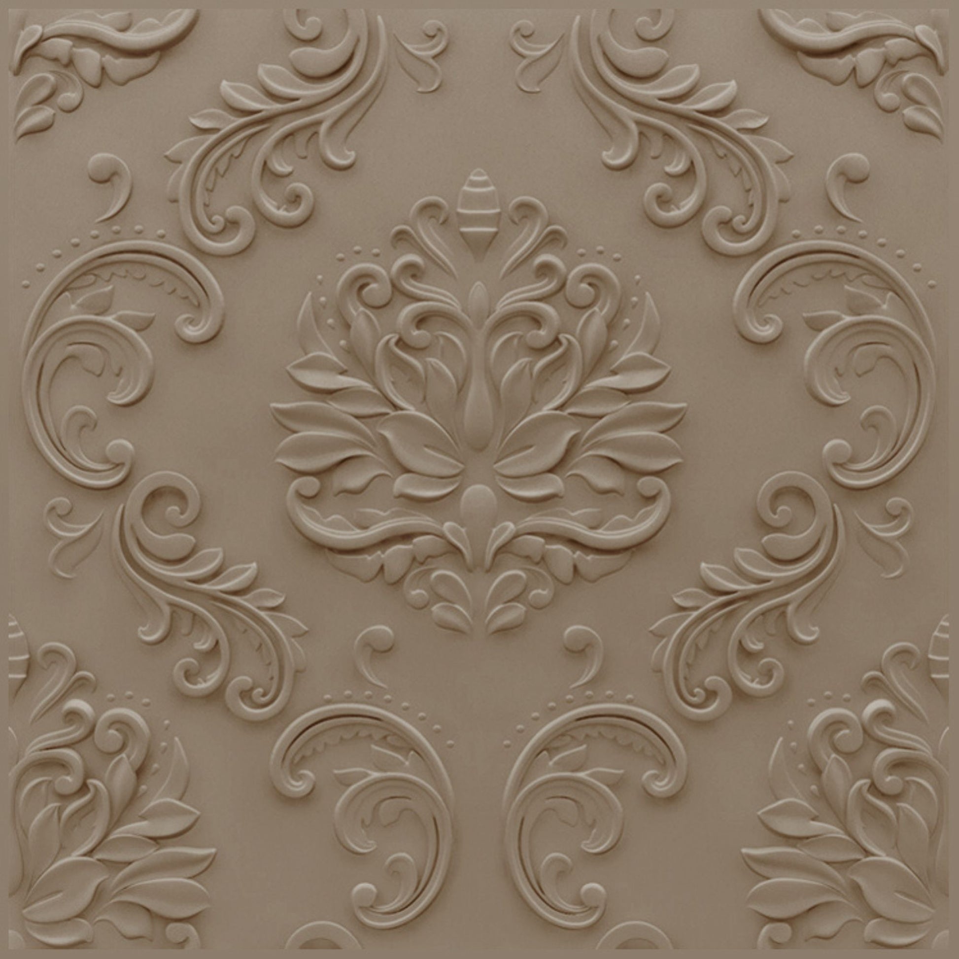 Mega Greige Self Adhesive Panels Damask Design
