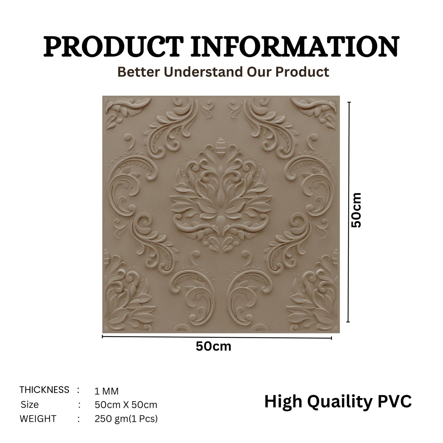 Mega Greige Self Adhesive Panels Damask Design
