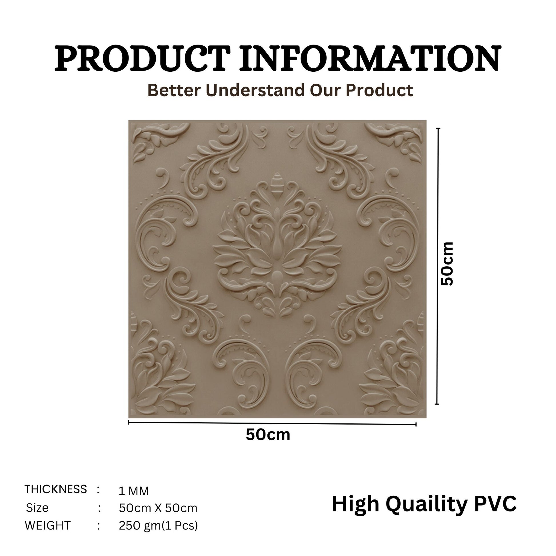Mega Greige Self Adhesive Panels Damask Design
