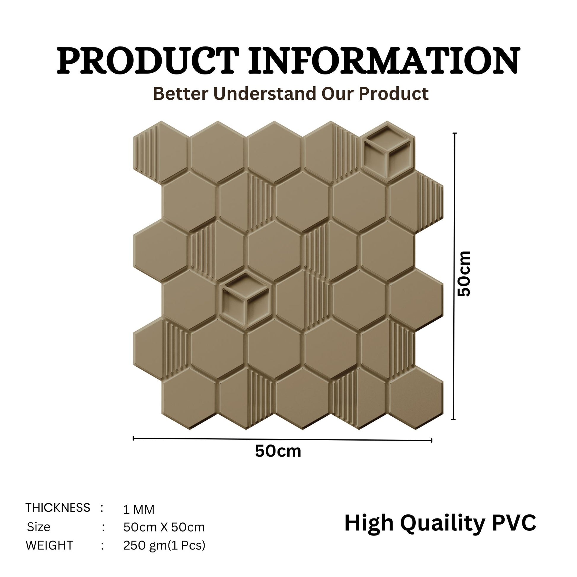 Mega Graige Self Adhesive Panels Hexagon Design
