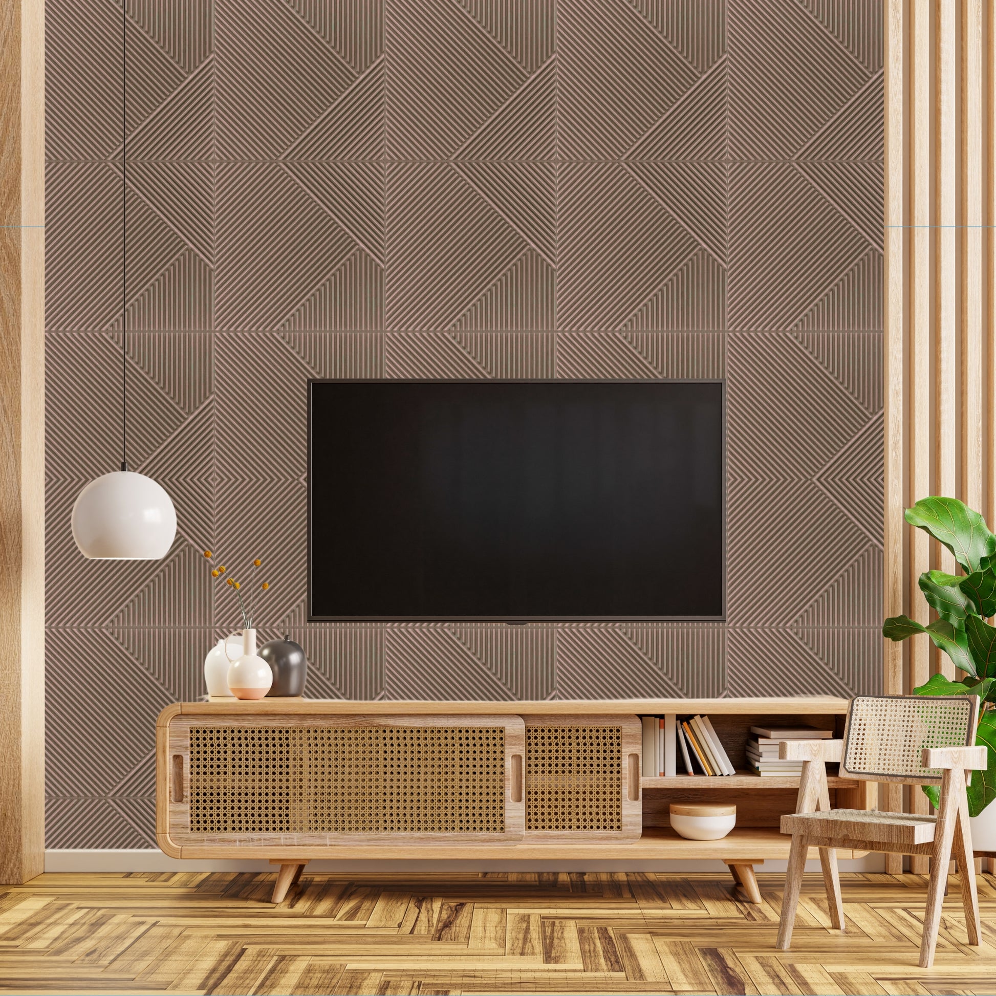 Mega Greige Self Adhesive Panels Stripe Design