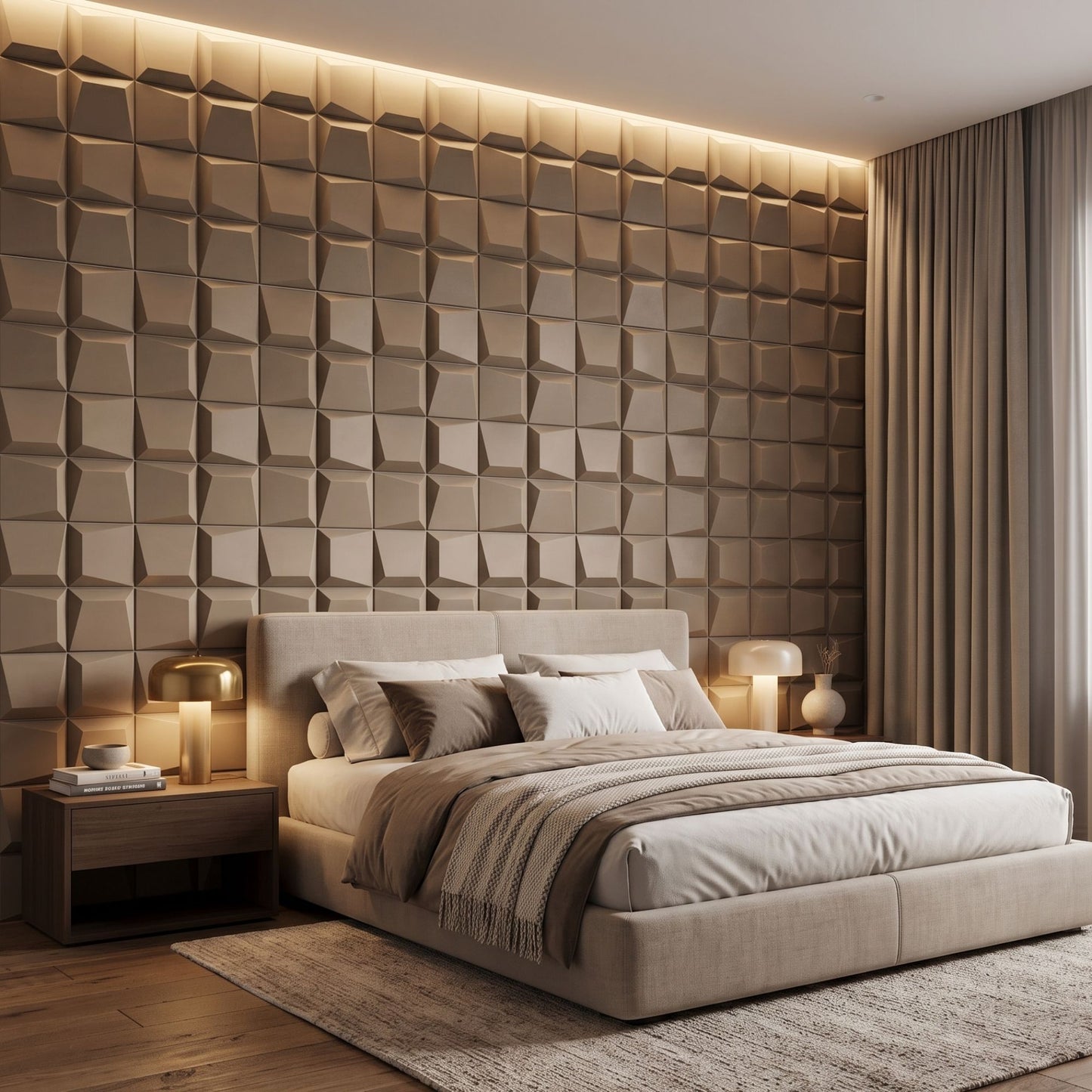 Mega Greige 3D Wall Panels Cube Design-2