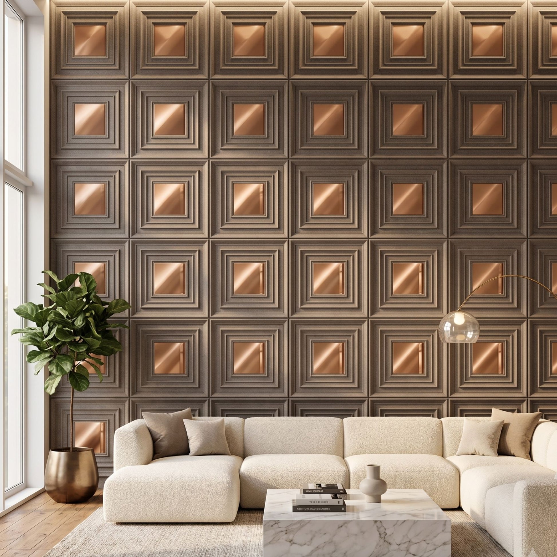 Mega Greige Copper Accent Design Acrylic 3D Wall Panel-2