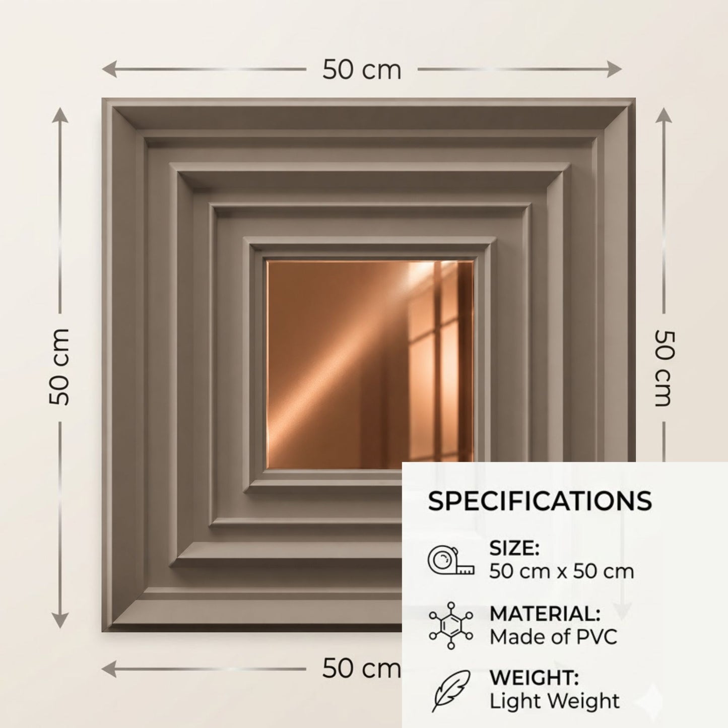 Mega Greige Copper Accent Design Acrylic 3D Wall Panel-3