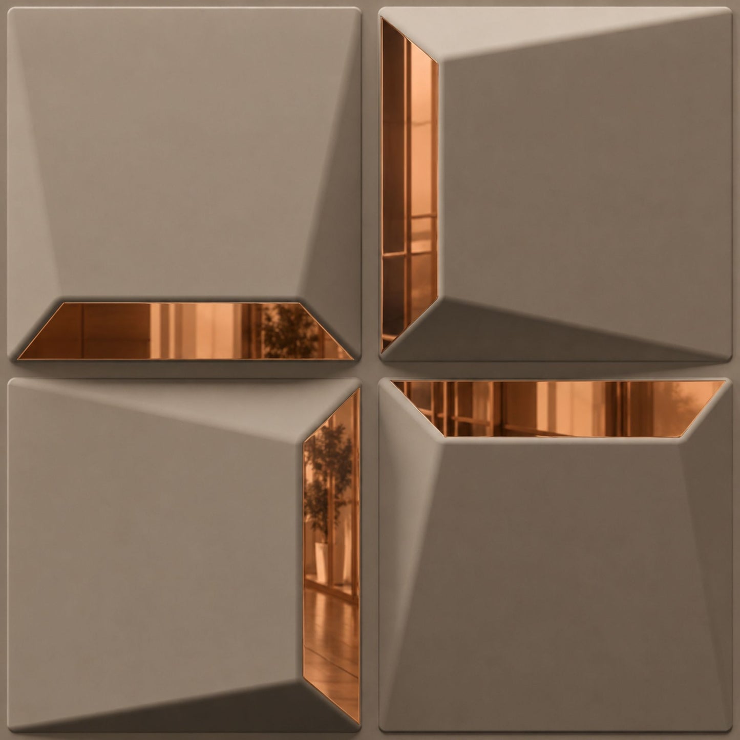 Mega Greige Copper Acrylic Cube Design 3D Wall Panel