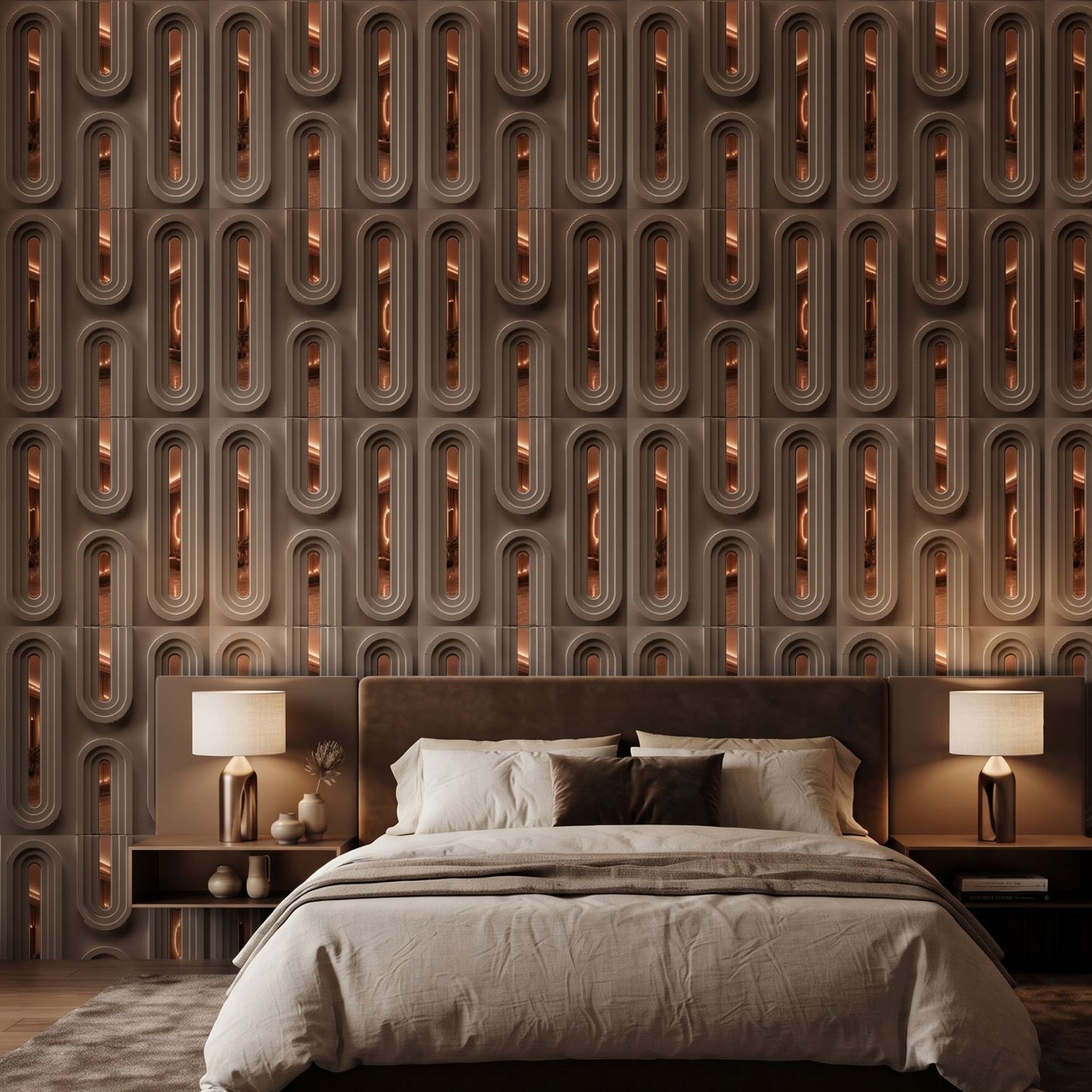 Mega Greige Copper Acrylic Loops Design 3D Wall Panel-1