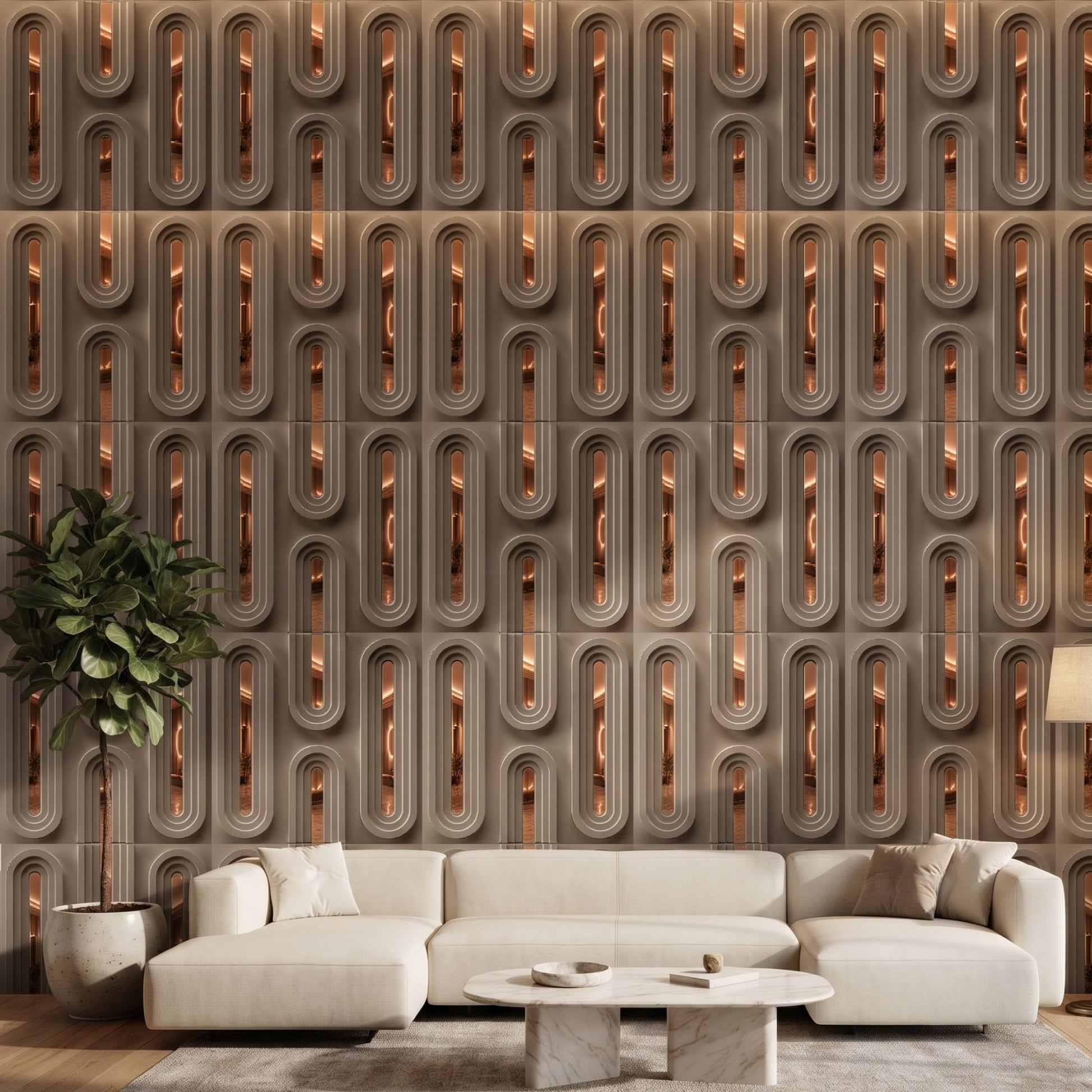 Mega Greige Copper Acrylic Loops Design 3D Wall Panel-2