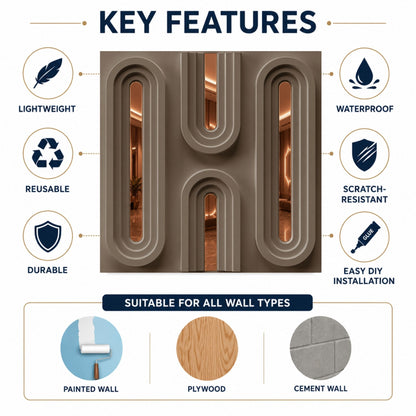 Mega Greige Copper Acrylic Loops Design 3D Wall Panel-5
