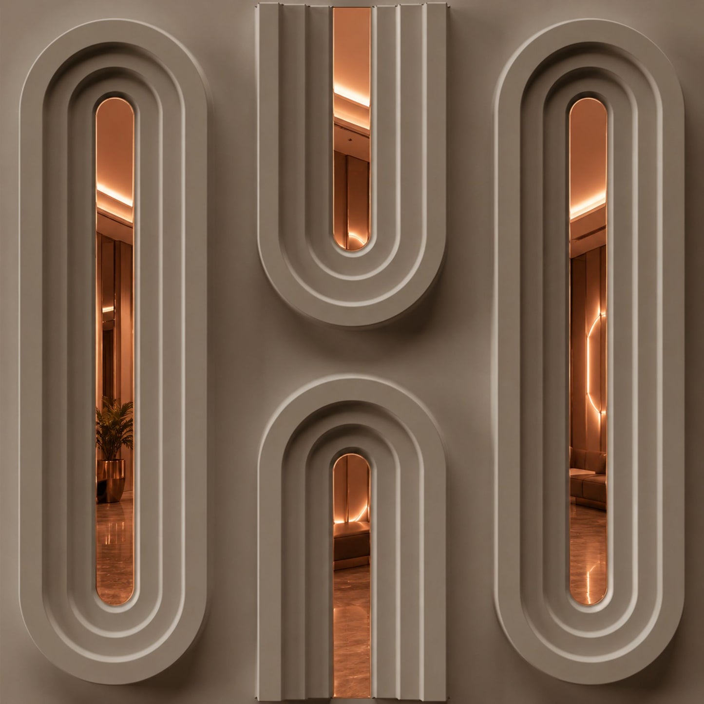 Mega Greige Copper Acrylic Loops Design 3D Wall Panel
