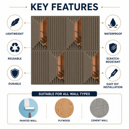 Mega Greige Copper Artisan Design Acrylic 3D Wall Panel-4